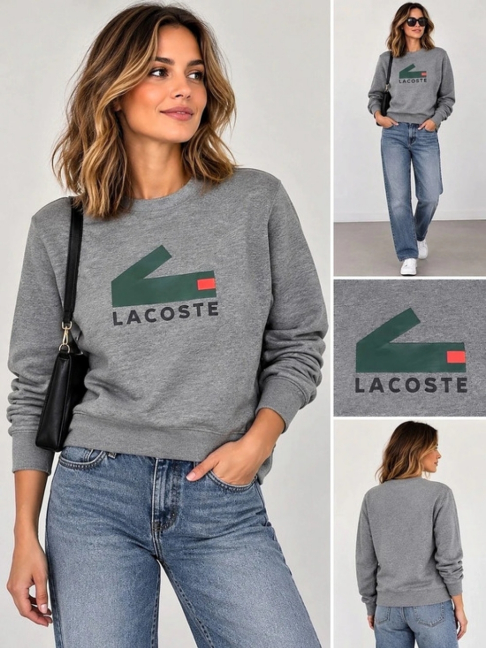 Lacoste Graphic Croc Sweatshirt Gray